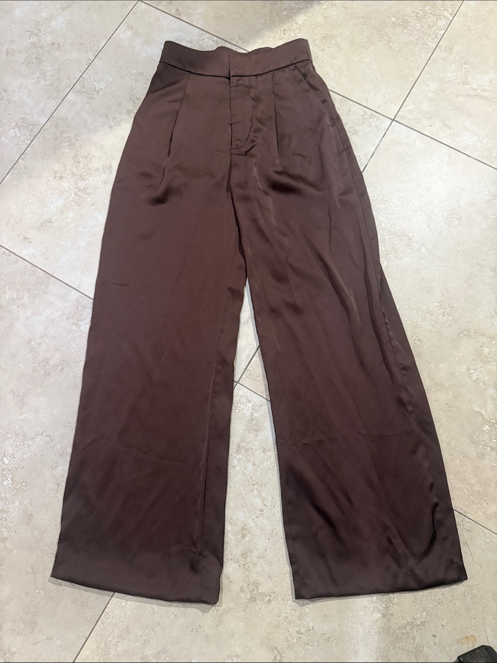 Abercrombie & Fitch Brown Satin-Look Pants